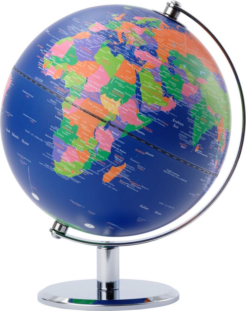 Troika | Wereldbol LUNAR | Blauw - Multi color | Ø20cm / Emform